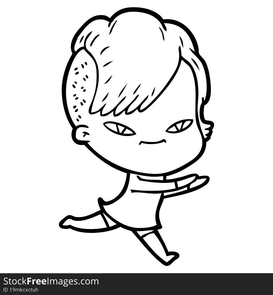 cute cartoon girl with hipster haircut. cute cartoon girl with hipster haircut