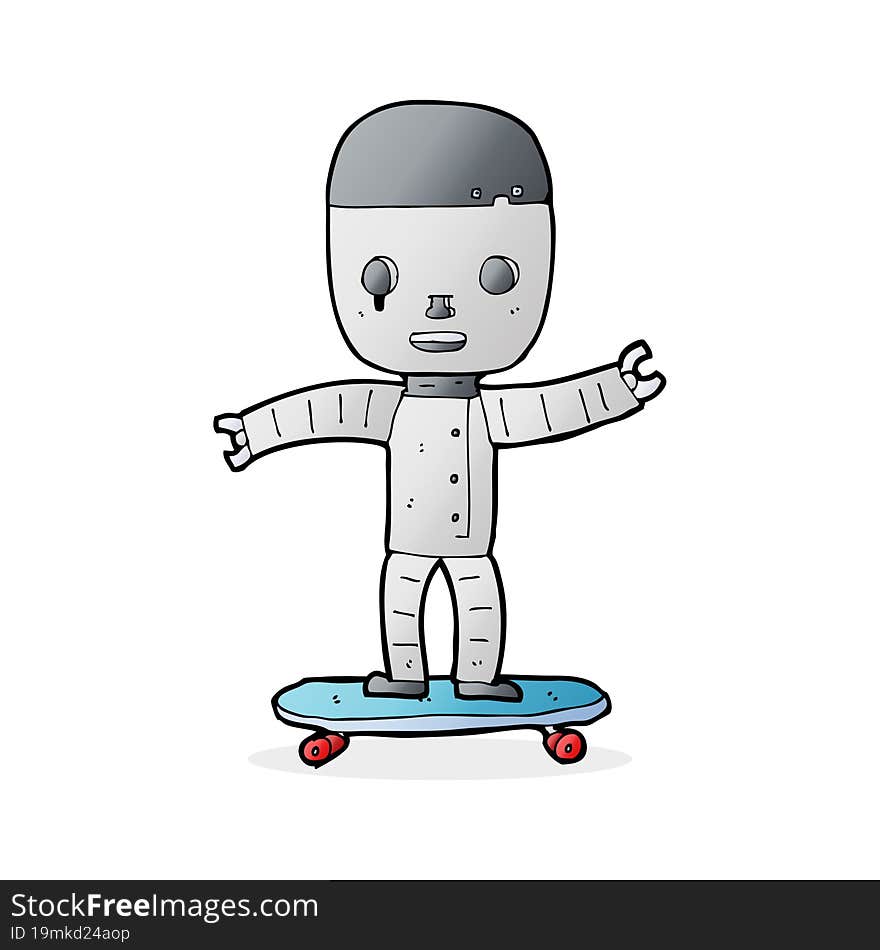 cartoon robot on skateboard