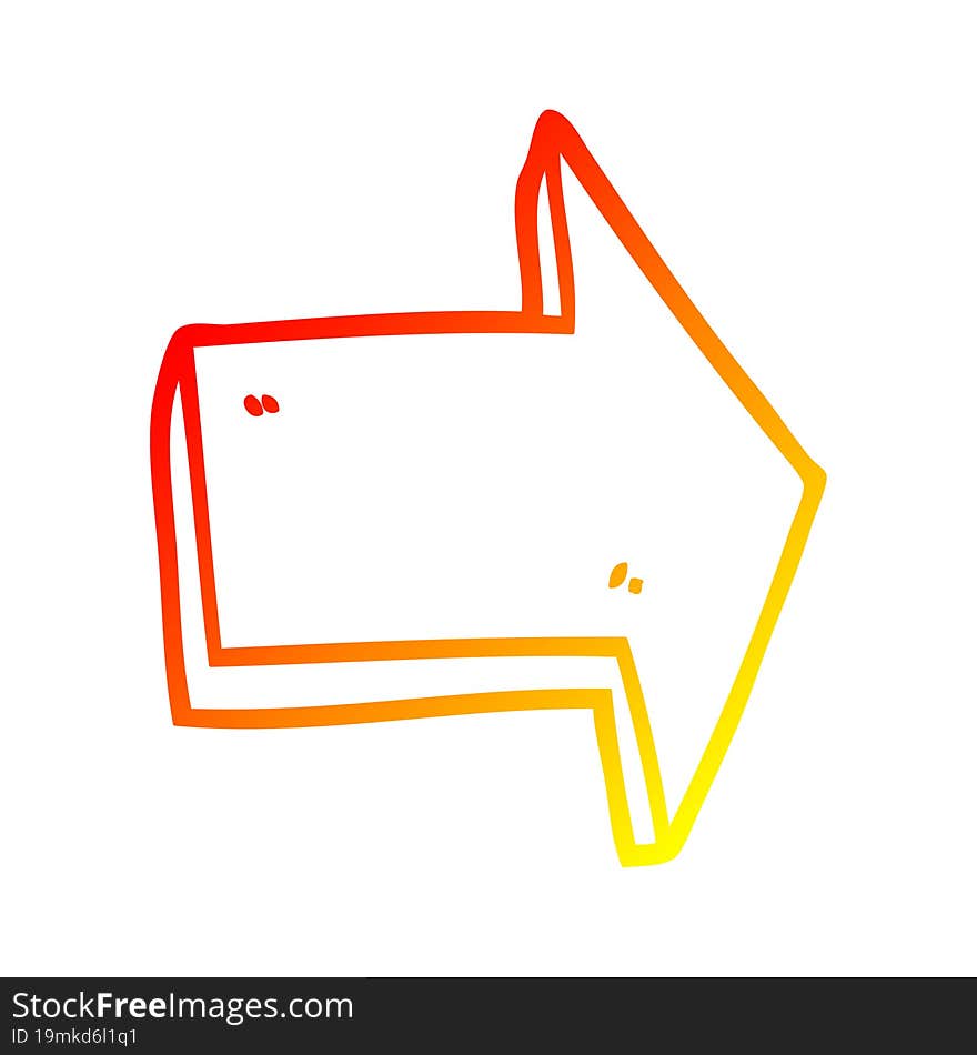 warm gradient line drawing cartoon pointing arrow