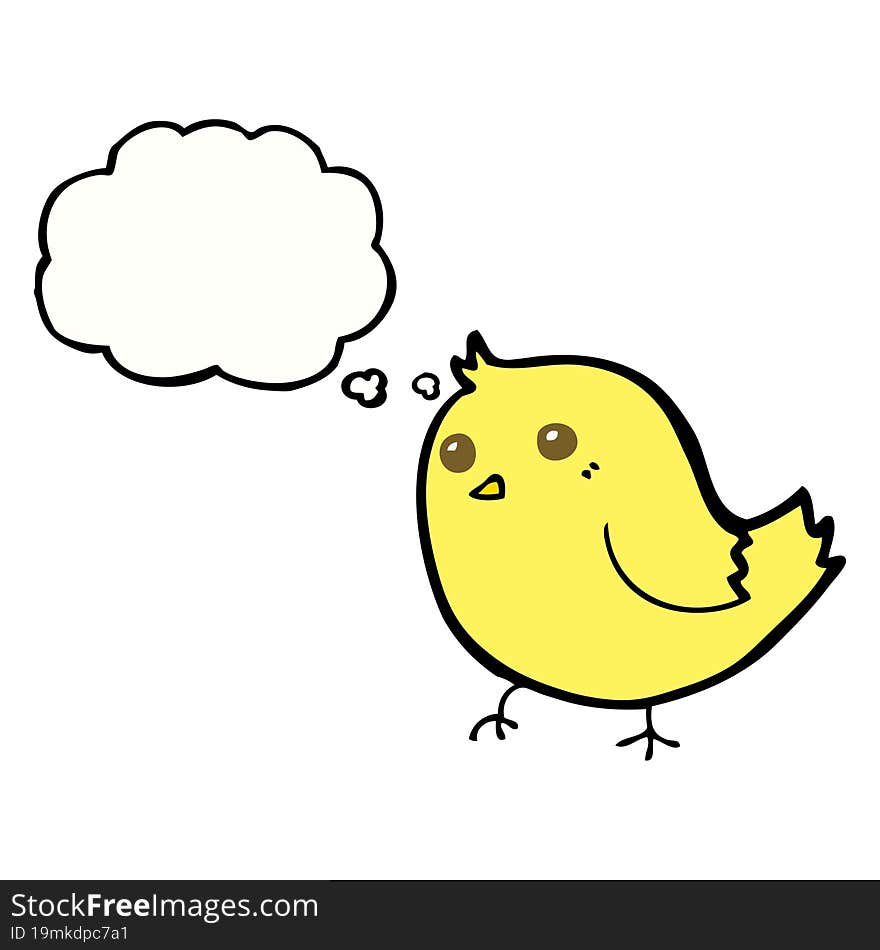 cartoon bird with thought bubble