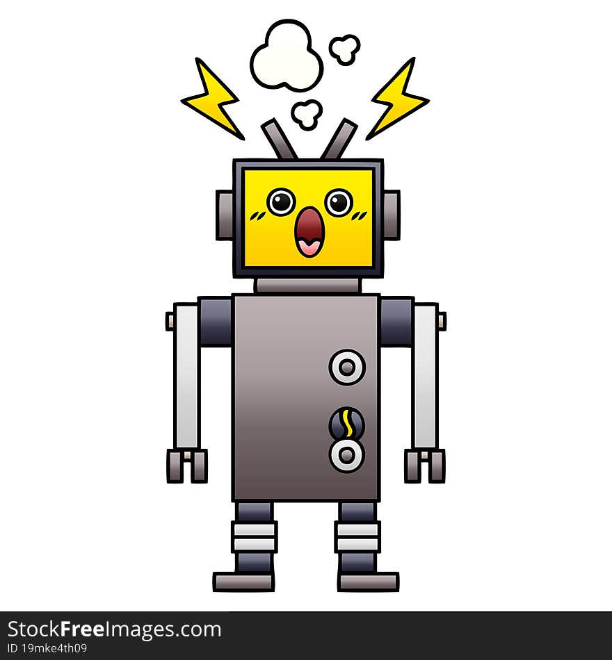 Gradient Shaded Cartoon Malfunctioning Robot