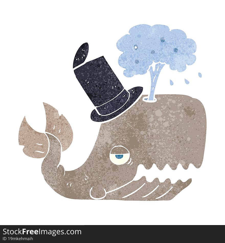 retro cartoon whale spouting water