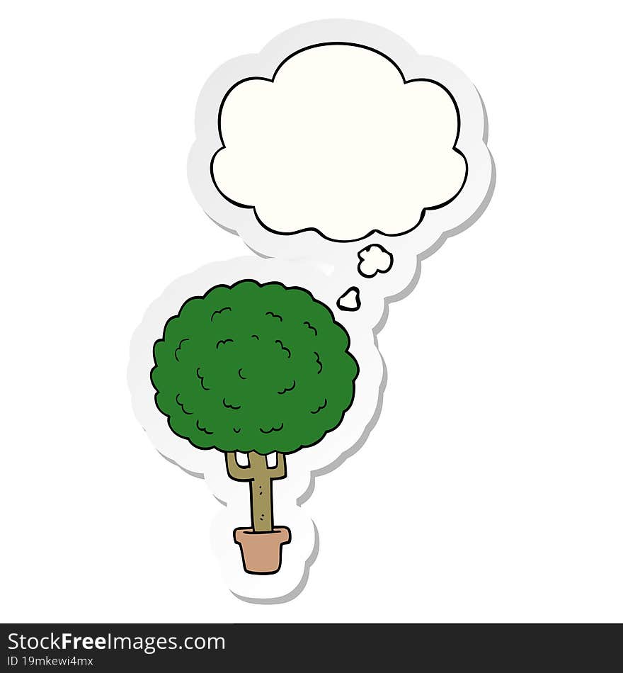 cartoon tree and thought bubble as a printed sticker