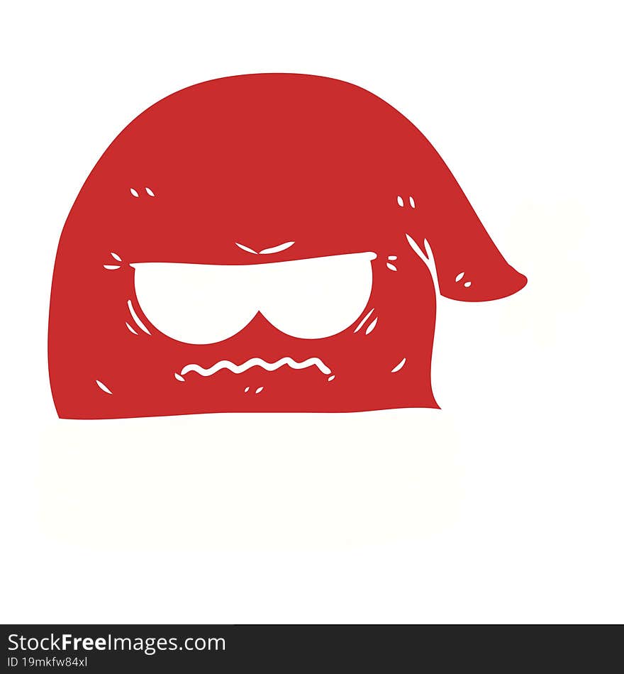 Flat Color Style Cartoon Annoyed Christmas Santa Hat