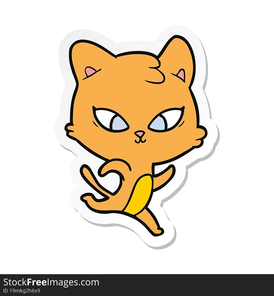 sticker of a cute cartoon cat