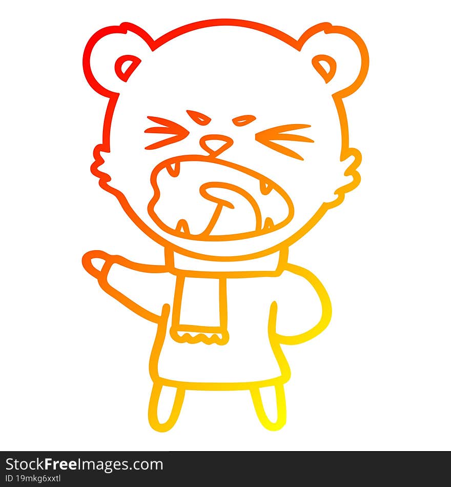 warm gradient line drawing angry cartoon bear