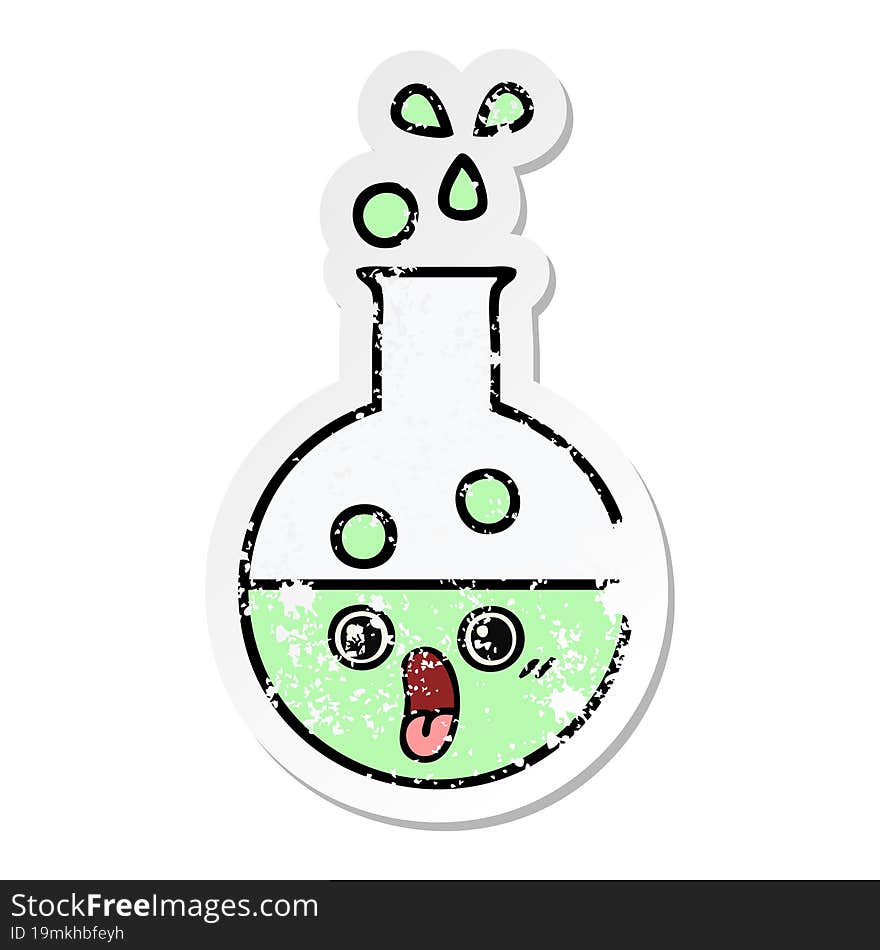 Distressed Sticker Of A Cute Cartoon Test Tube