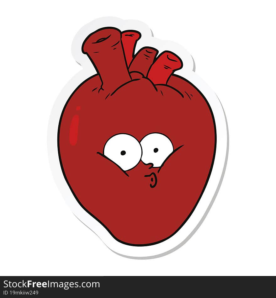 sticker of a cartoon confused heart