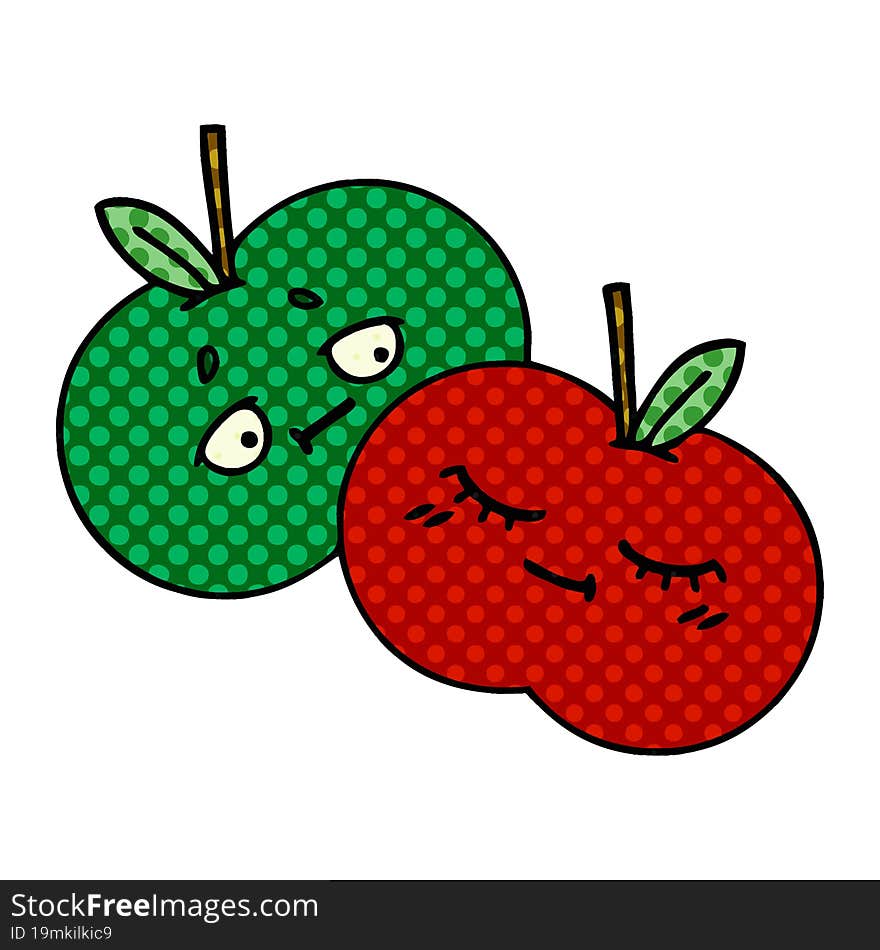 comic book style cartoon of a juicy apple