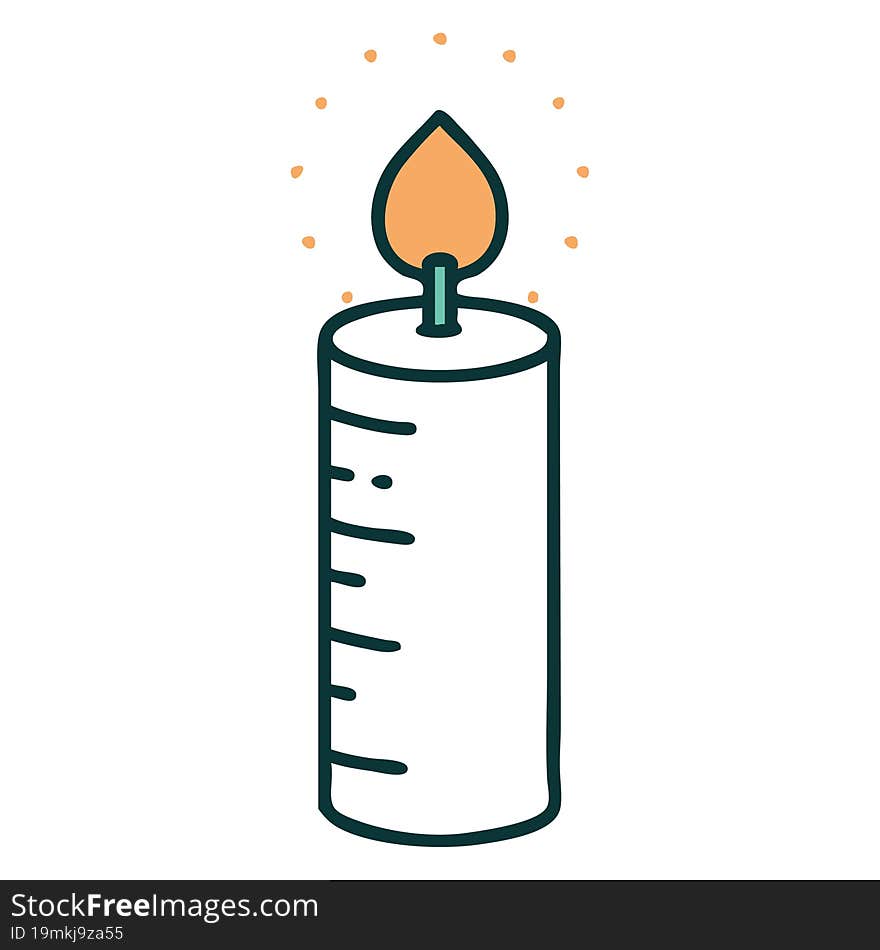 iconic tattoo style image of a candle. iconic tattoo style image of a candle