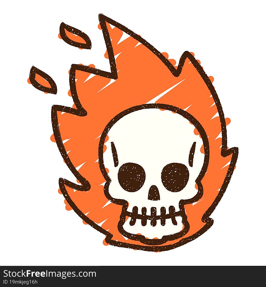 Flaming Skull Chalk Drawing