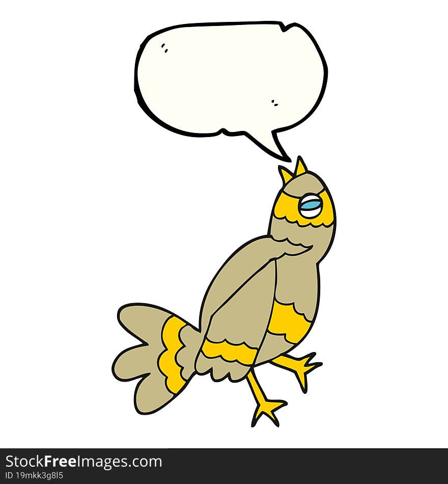 freehand drawn speech bubble cartoon bird