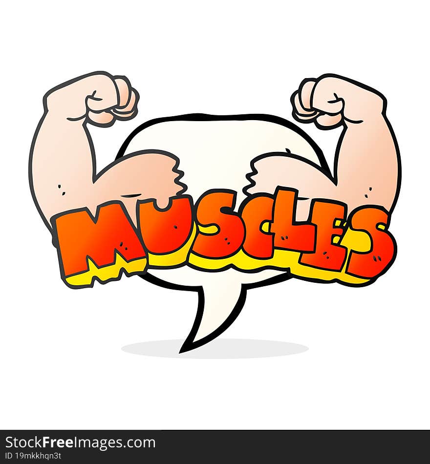 freehand drawn speech bubble cartoon muscles symbol