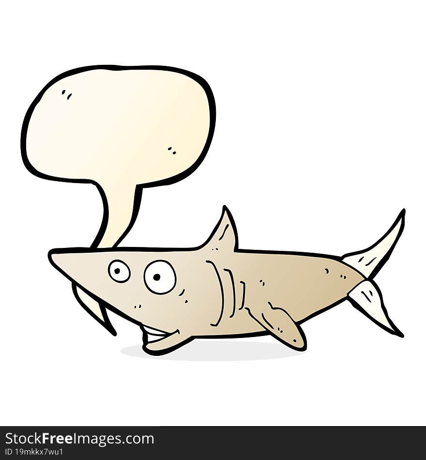 cartoon happy shark with speech bubble