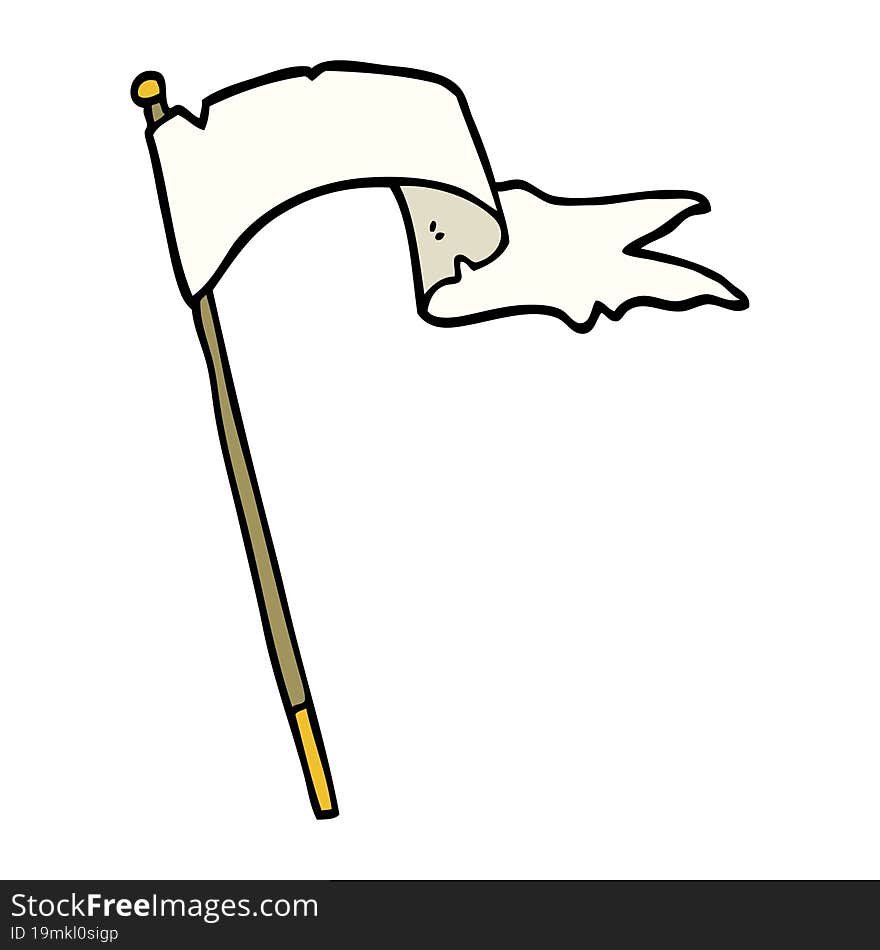 cartoon doodle waving white banner flag