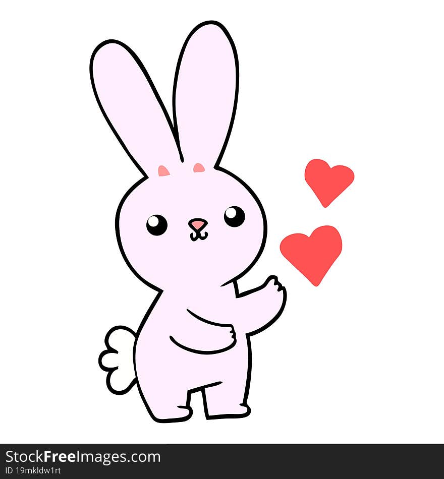 Cute Cartoon Rabbit With Love Hearts