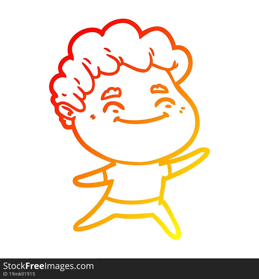 warm gradient line drawing cartoon friendly man