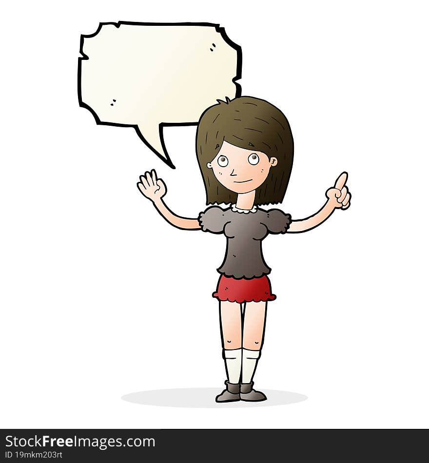 cartoon woman explaining idea with speech bubble