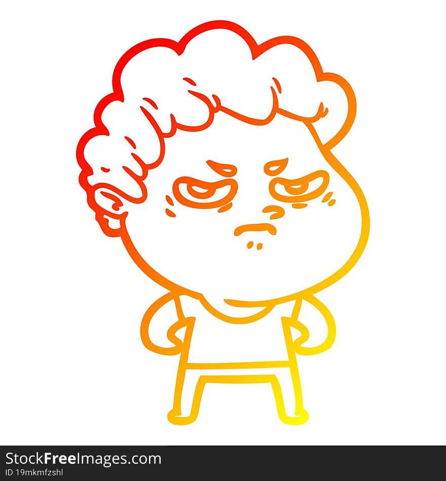 warm gradient line drawing cartoon angry man