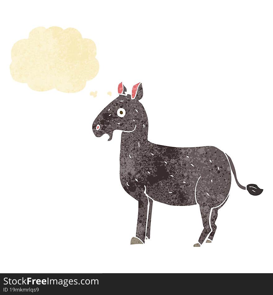 cartoon mule with thought bubble