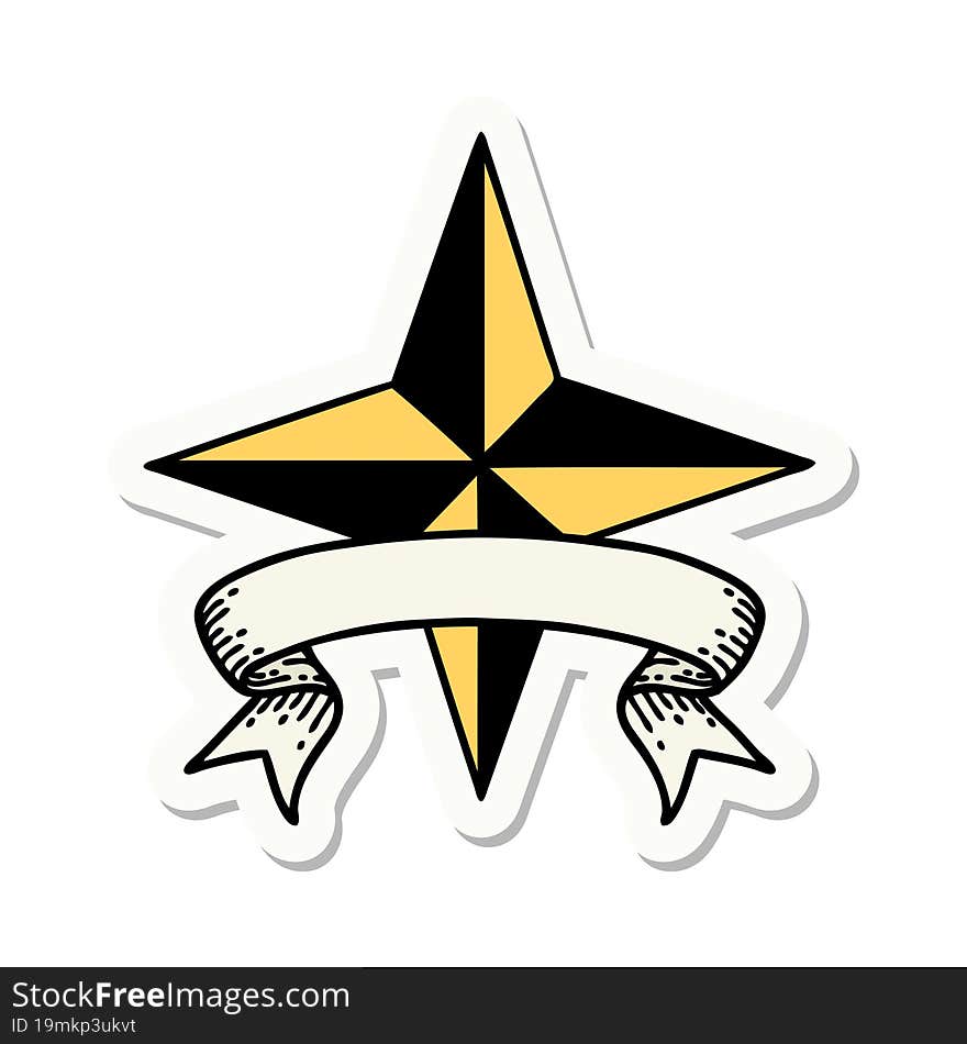 tattoo sticker with banner of a star