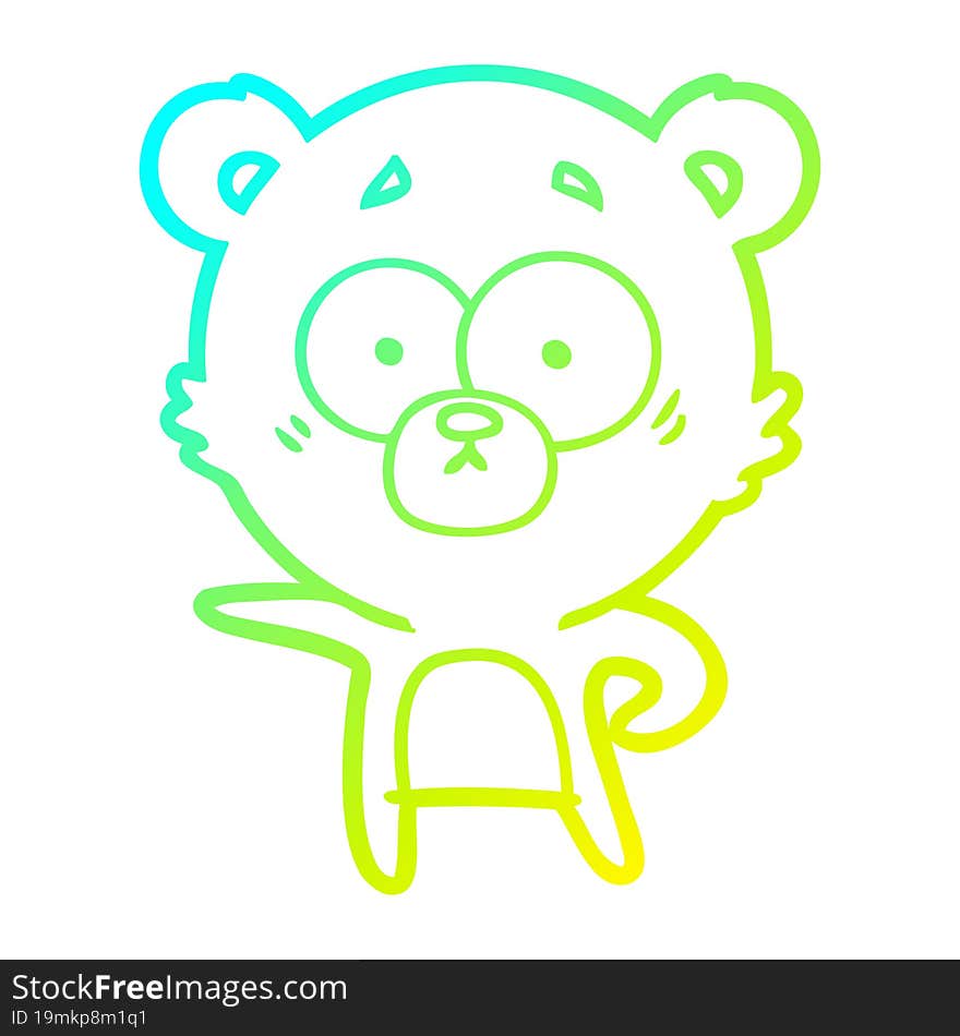 cold gradient line drawing surprised polar bear cartoon