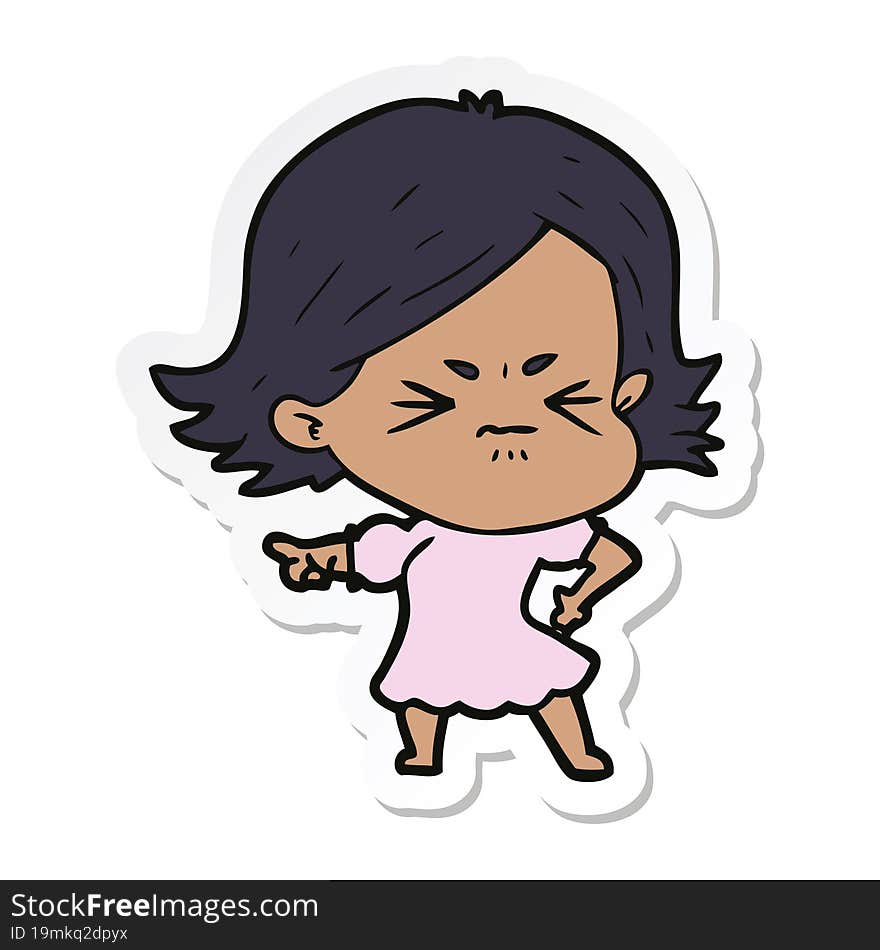 sticker of a cartoon angry woman