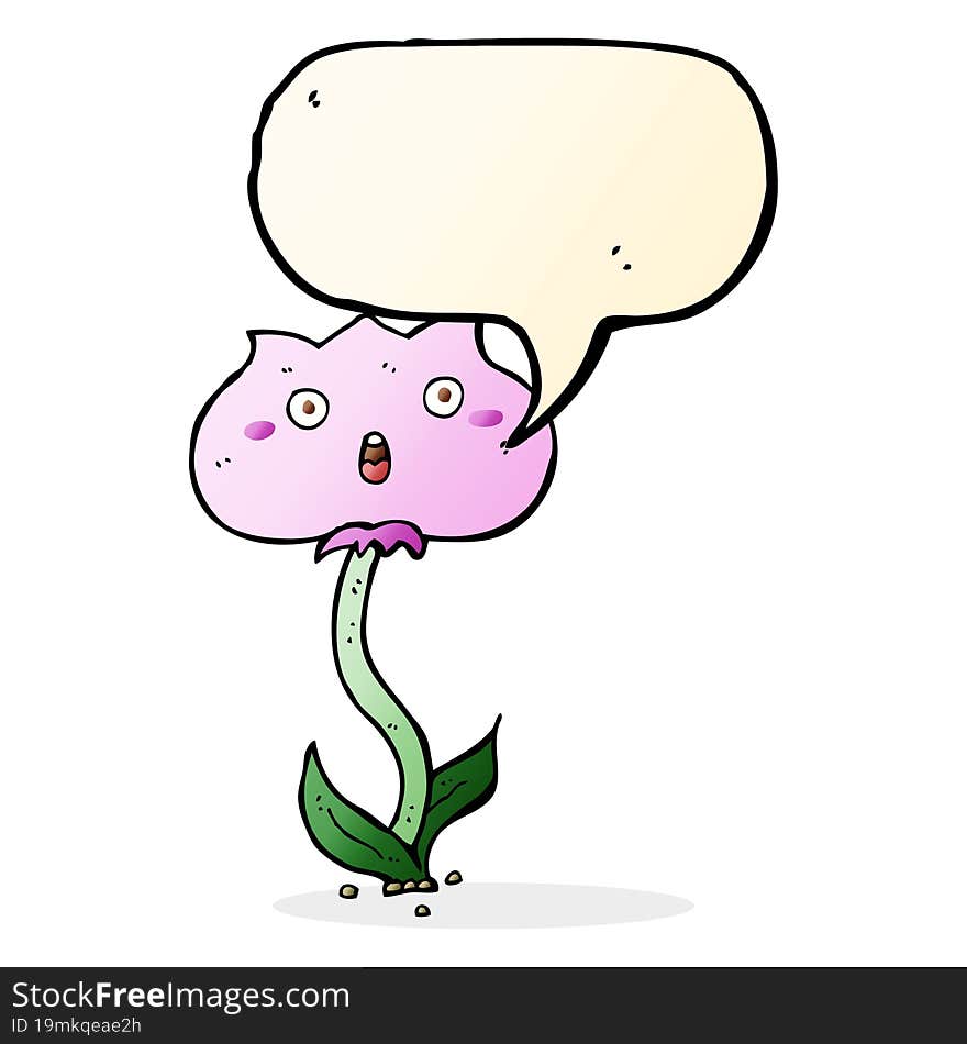 cartoon shocked flower with speech bubble