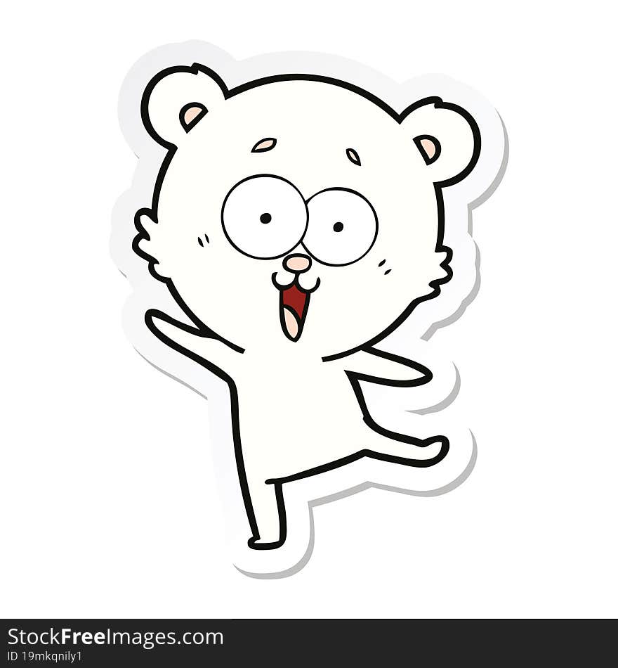 Sticker Of A Laughing Teddy  Bear Cartoon