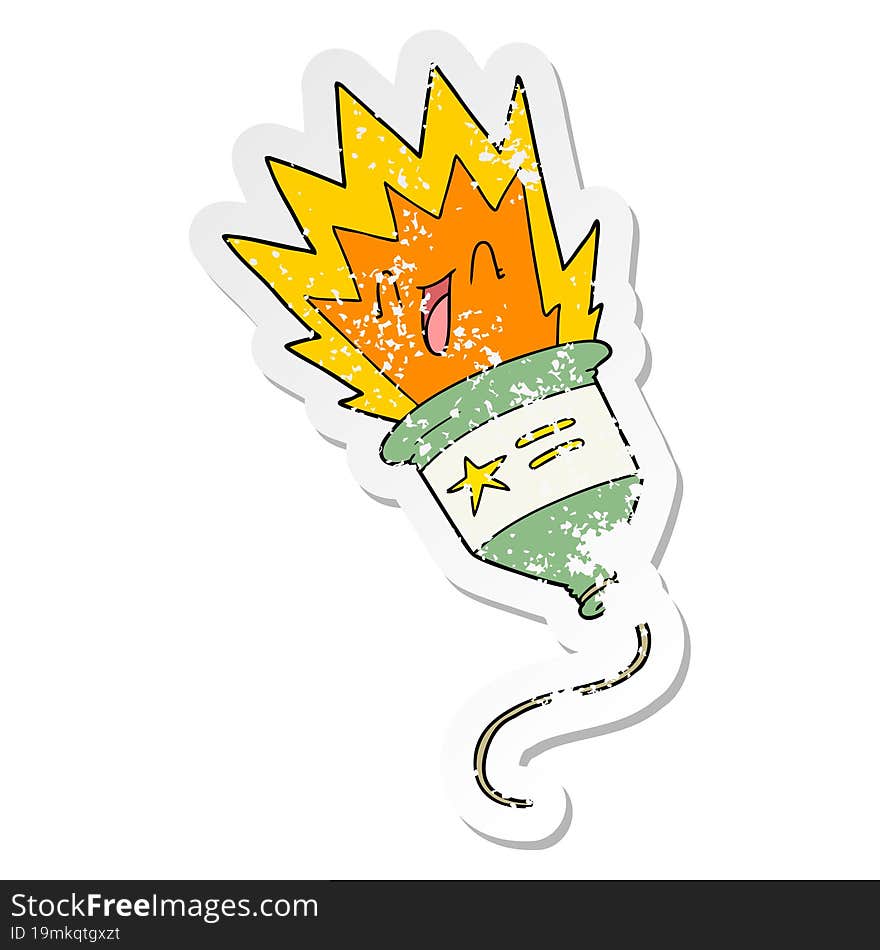 Distressed Sticker Of A Party Popper Cartoon