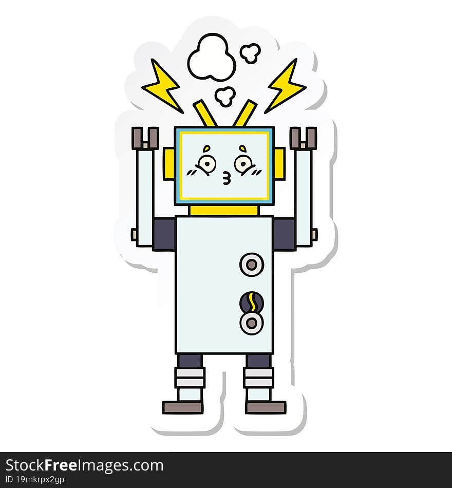 Sticker Of A Cute Cartoon Robot