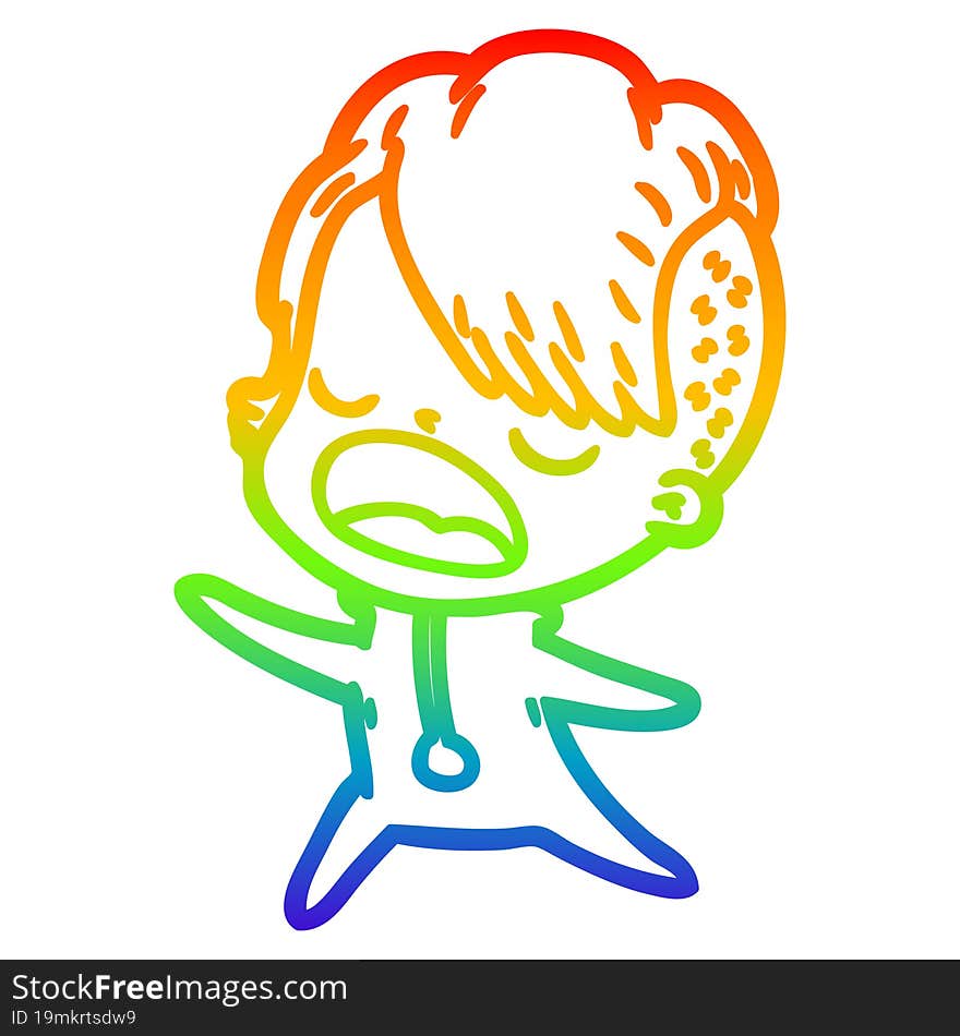 rainbow gradient line drawing cartoon cool hipster girl talking