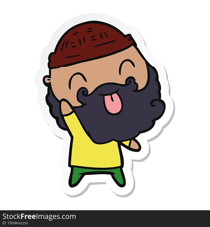 sticker of a man with beard sticking out tongue