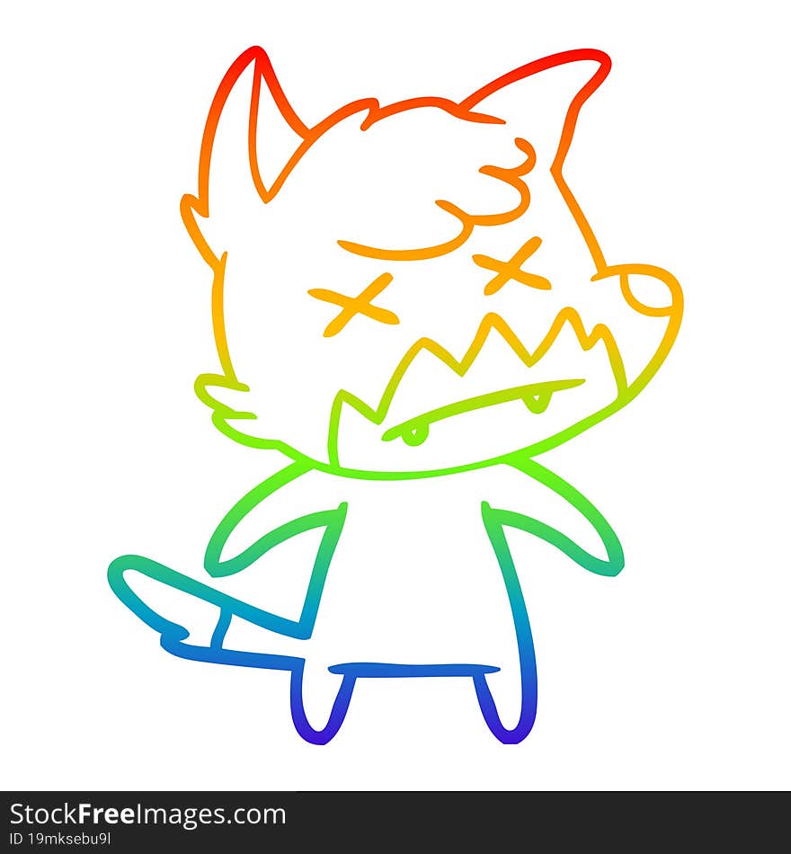 rainbow gradient line drawing cartoon dead fox