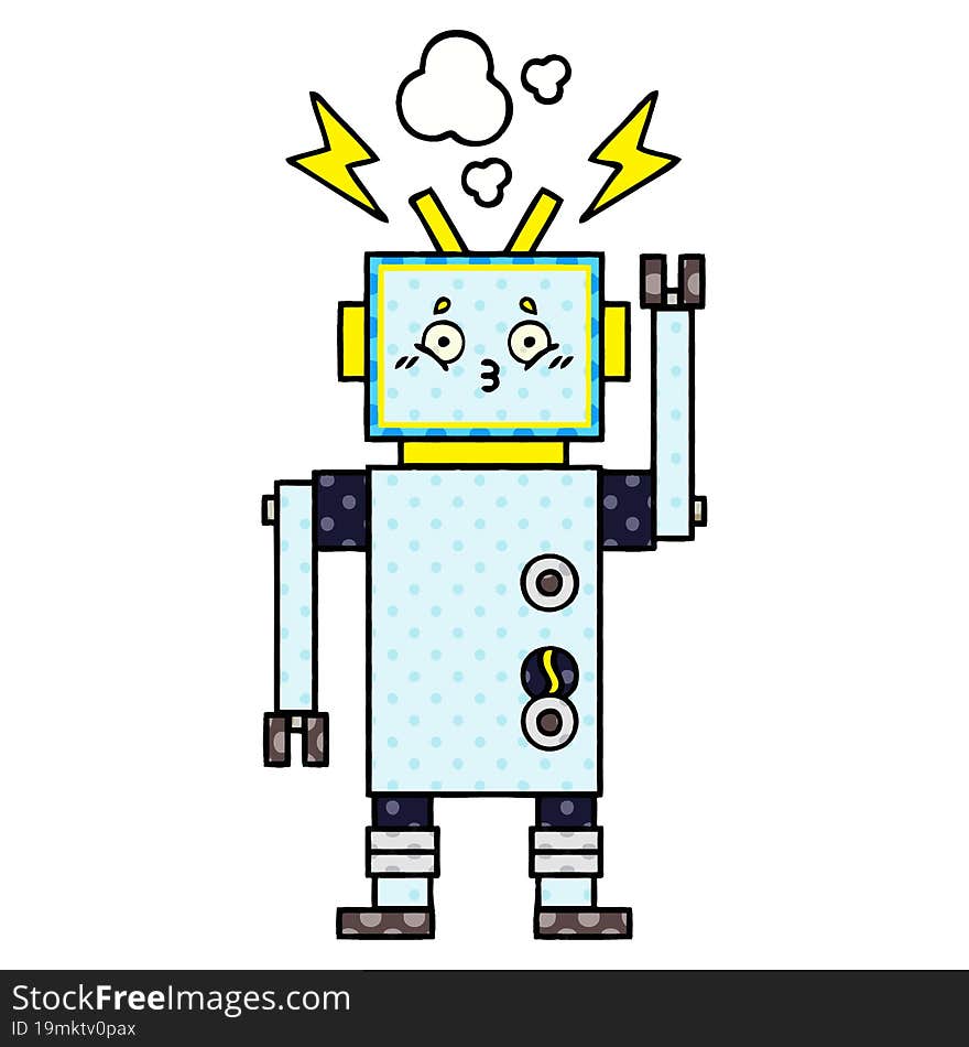 comic book style cartoon of a robot