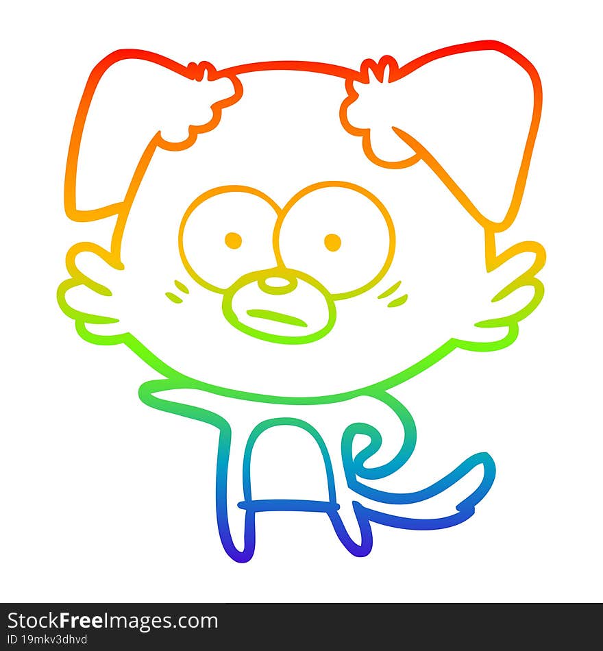 rainbow gradient line drawing nervous dog cartoon