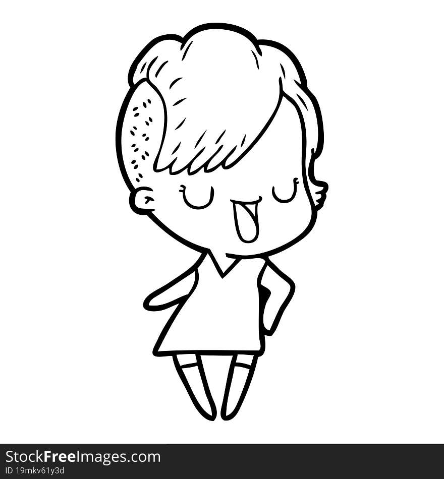 cute cartoon girl with hipster haircut. cute cartoon girl with hipster haircut