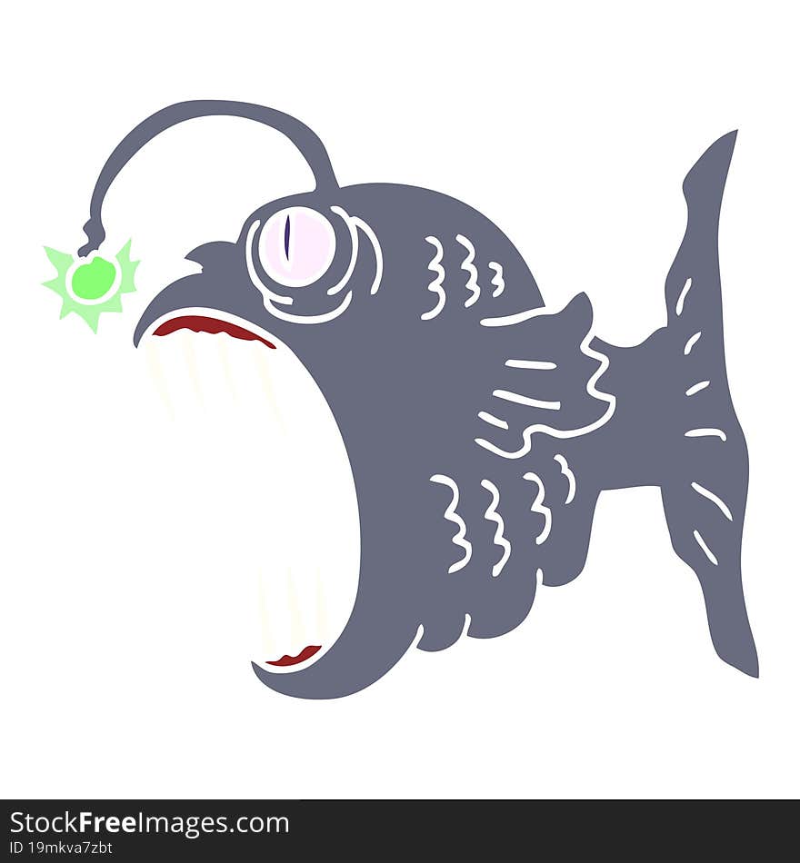 flat color illustration cartoon lantern fish