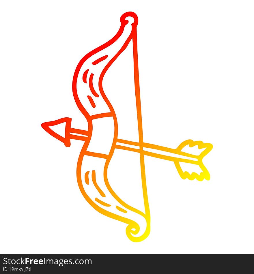 warm gradient line drawing cartoon bow and arrow