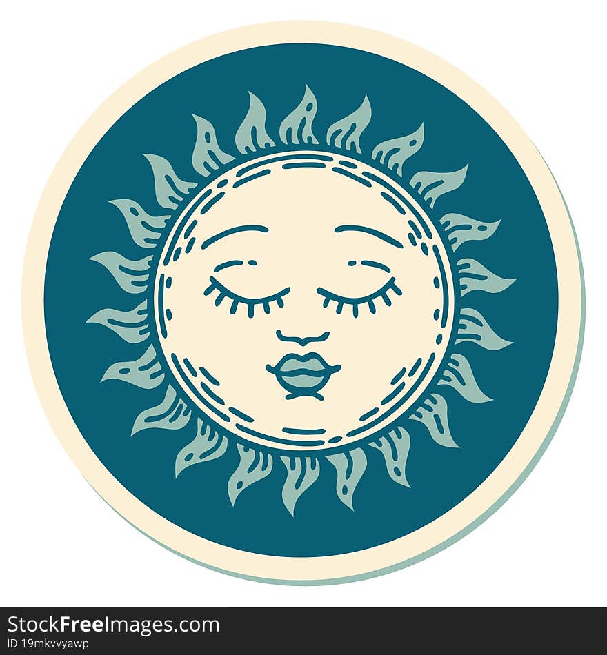 tattoo style sticker of a sun