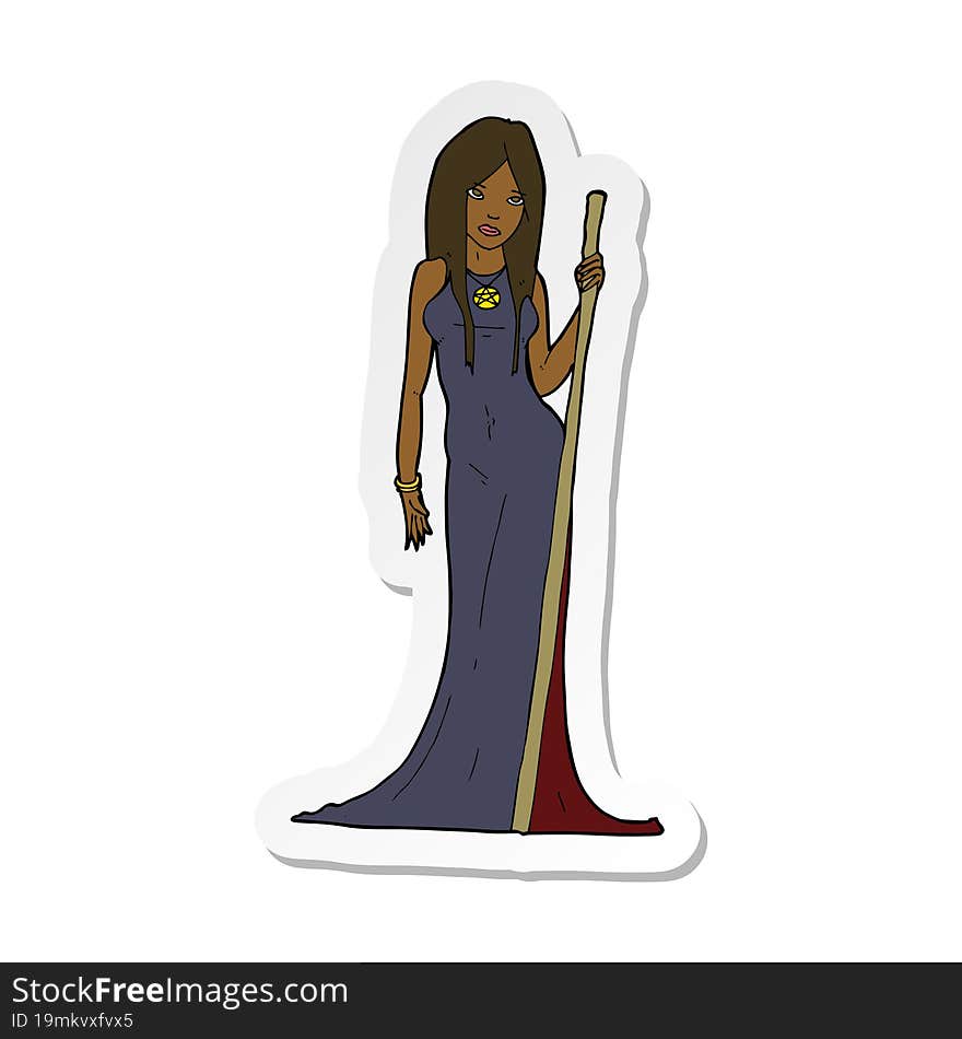 Sticker Of A Cartoon Sorceress