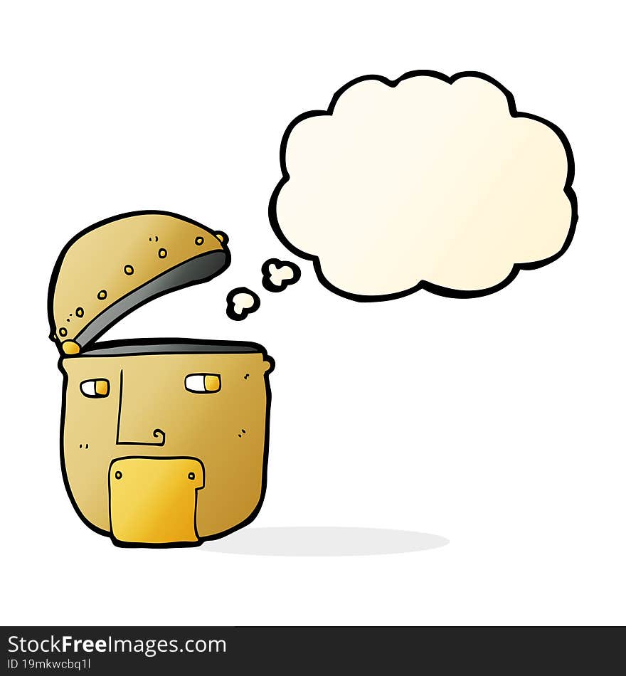 cartoon robot head with thought bubble