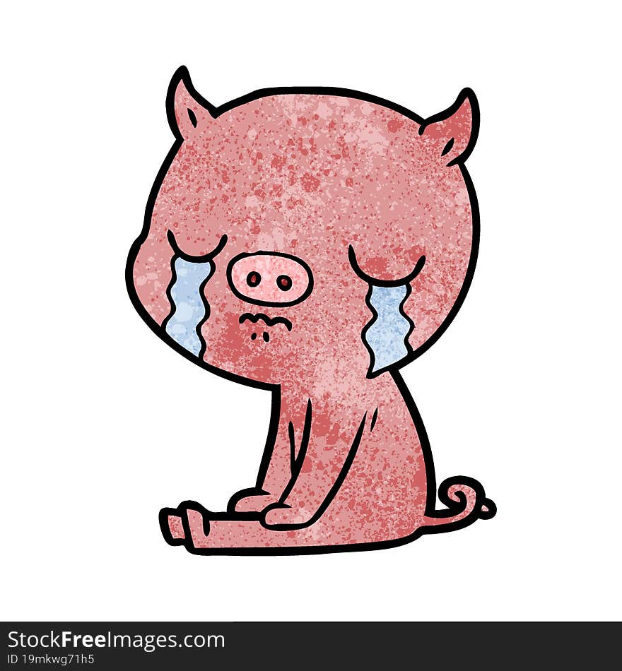 cartoon pig crying. cartoon pig crying