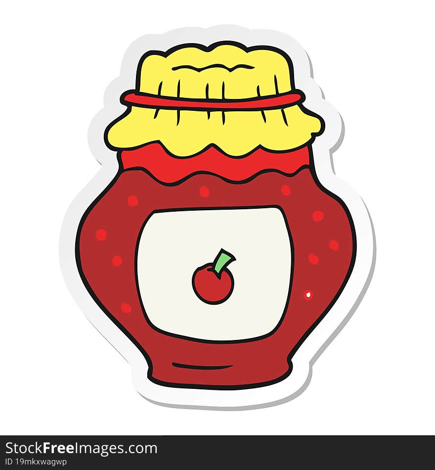 Sticker Of A Cartoon Jar Of Jam