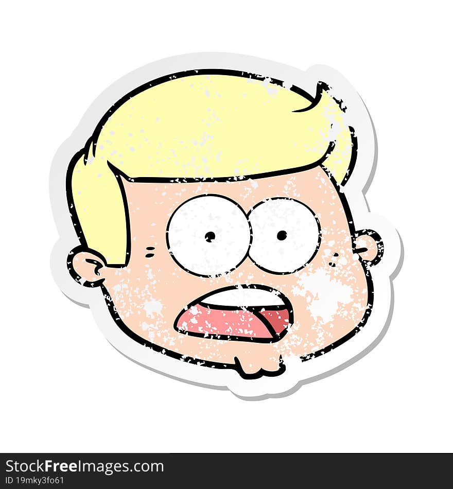 distressed sticker of a cartoon male face