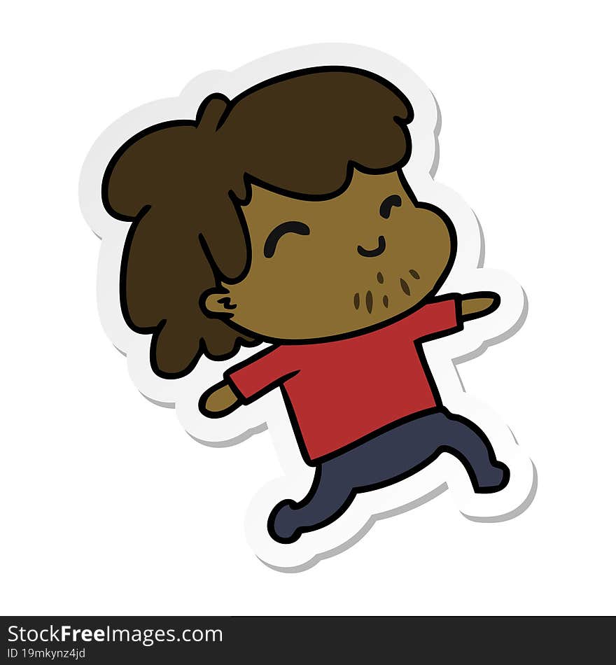 sticker cartoon illustration kawaii boy with stubble. sticker cartoon illustration kawaii boy with stubble