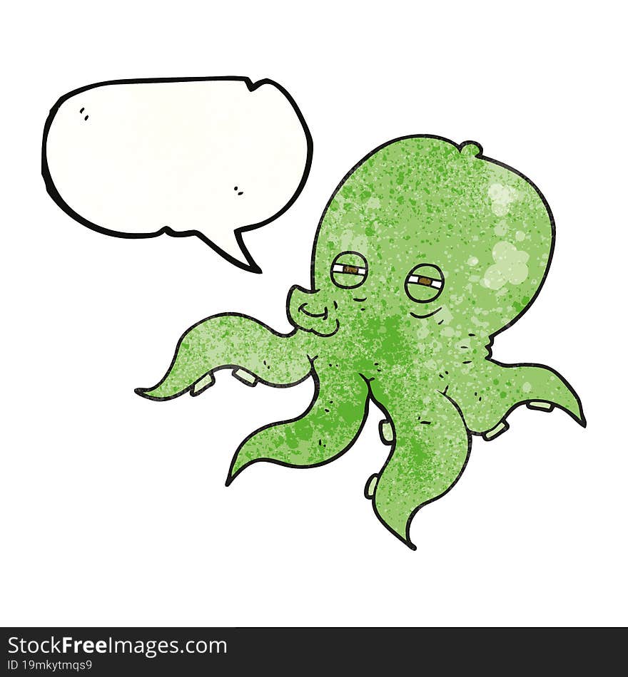 speech bubble textured cartoon octopus