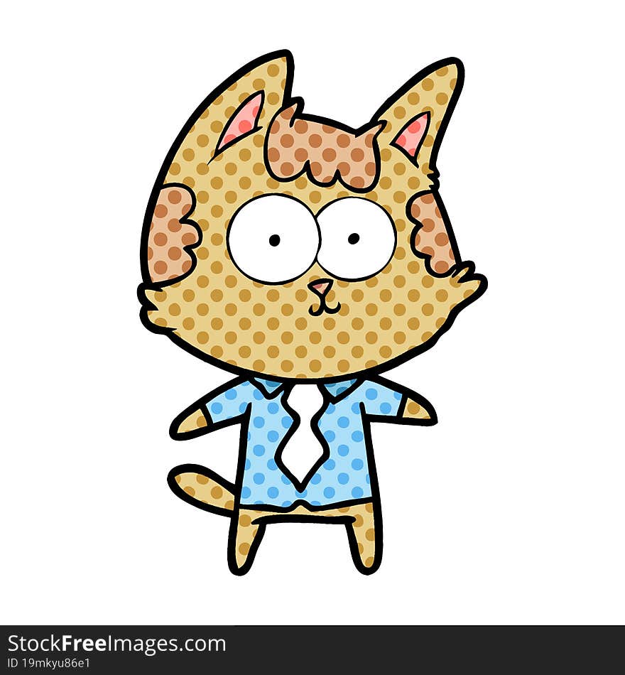 happy cartoon cat office worker. happy cartoon cat office worker