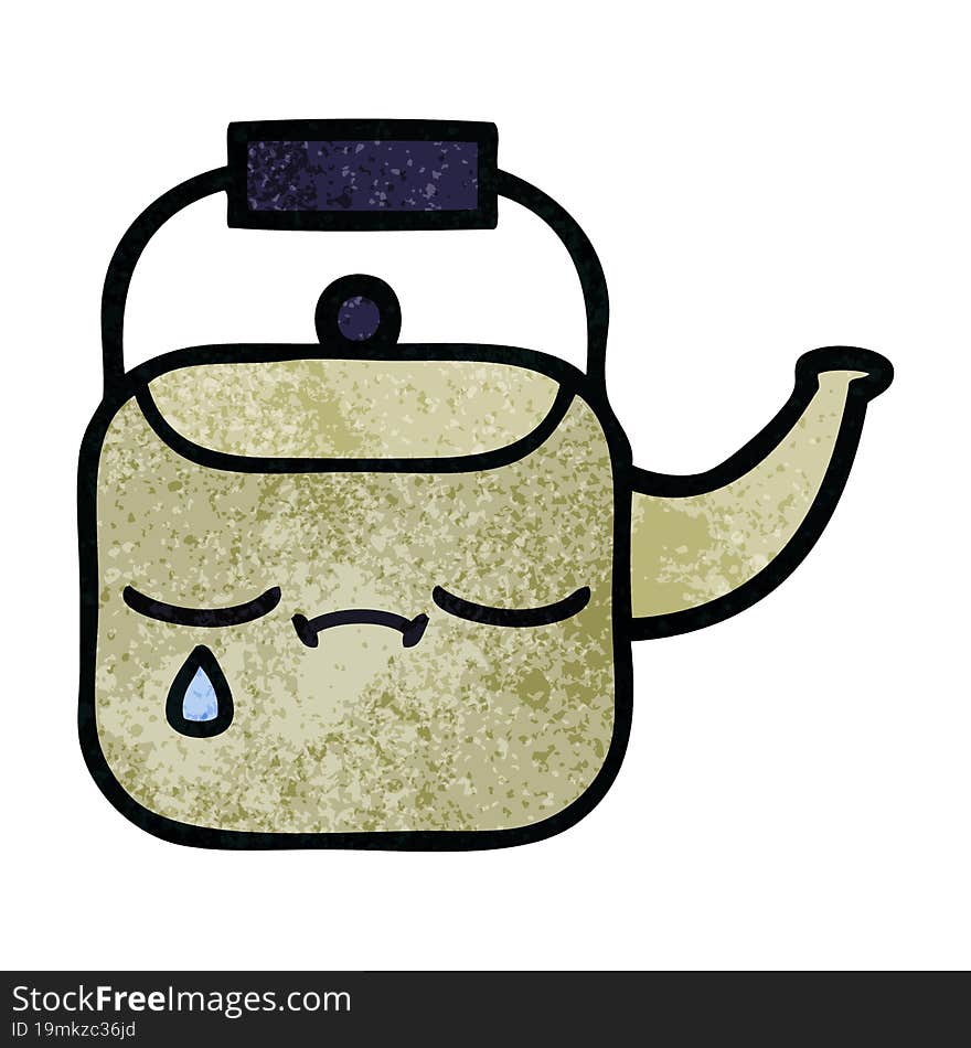 Retro Grunge Texture Cartoon Kettle