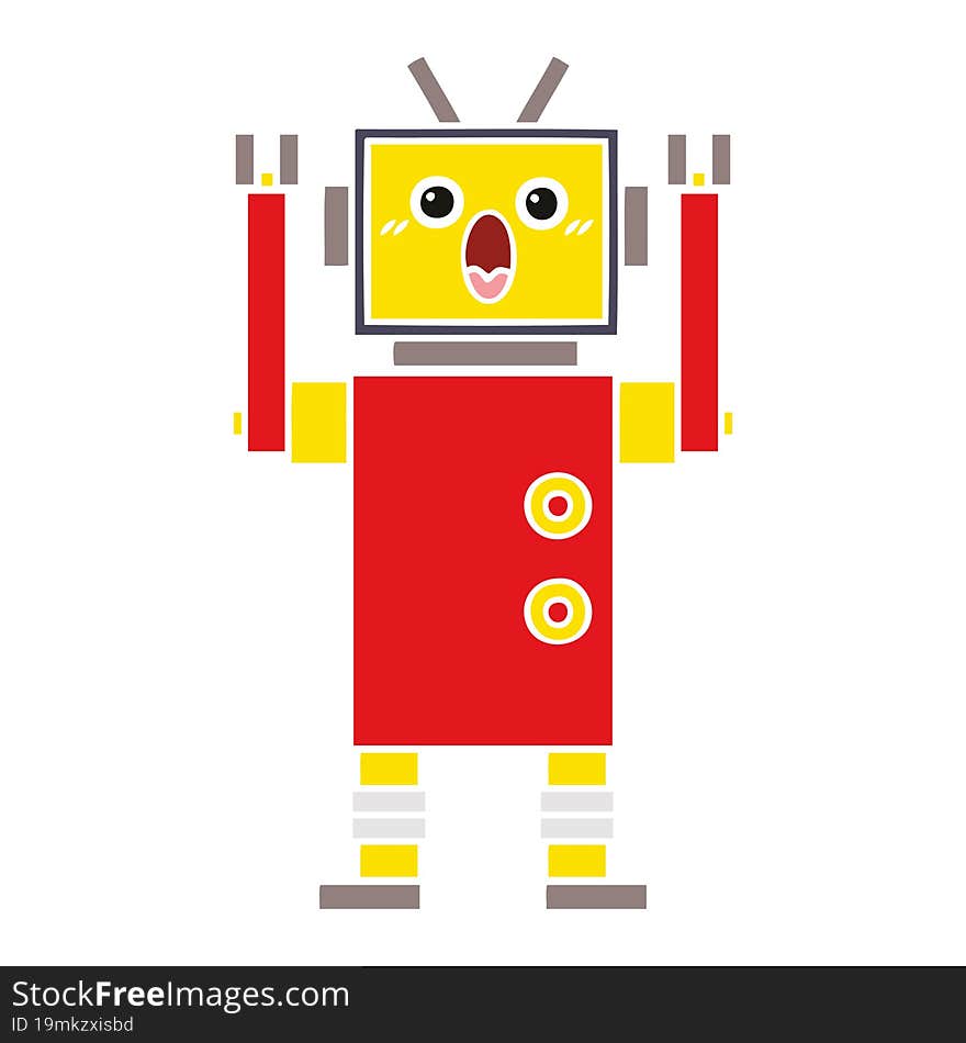 flat color retro cartoon of a robot